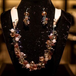 Elegant Beaded Necklace and Earring Set